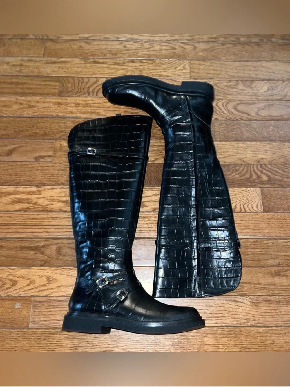 SARTO By Franco Sarto Ainsley Knee High Boot Black Croc Print Women’s Size 5.5